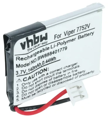 Produktbild von vhbw Akku kompatibel mit Viper 7752P, 7351X, 7752X, 7752V, 7351V, 7351P Fernbedienung Remote Control Transmitter (120 mAh, 3,7 V, Li-Polymer)