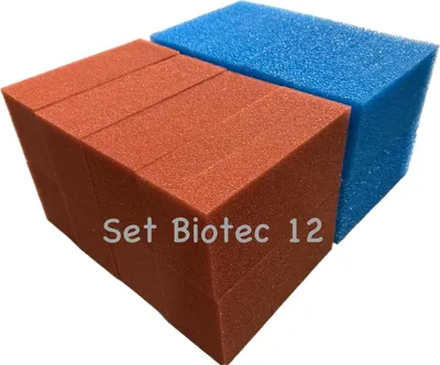Produktbild von KH Filterschwamm Set Biotec 12 Filter 8 x blau -8 x rot  21,5 x 10 x 9 cm passt auch für Oase