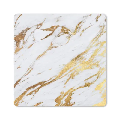 Produktbild von MuchoWow® Mauspad Mousepad Marmor - Gold - Weiß - Chic 20x20 cm - Mousepads - Maus Mat - Pad - Mausunterlage - Desk Mat - Bureauartikeln
