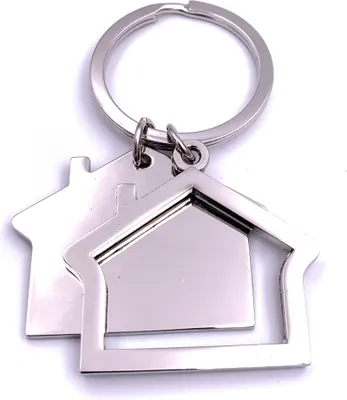 Obrázok produktu pre Onwomania Double House Home prívesok na kľúče Silver Metal