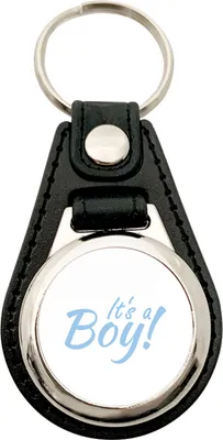 Produktbild von Huuraa Schlüsselanhänger It`s a Boy! Schriftzug Metall mit Kunstleder Schlüsselring Einkaufswagenchip Geschenkidee