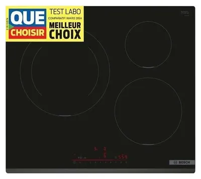 Produktbild von Bosch Serie 6 PIJ631HB1E, Schwarz, Integriert, 59.2 cm, Zonen-Induktionskochfeld, Glaskeramik, 3 Zone(n)