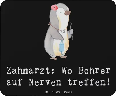 Produktbild von Mr. & Mrs. Panda Mauspad Zahnarzt Nerven - Schwarz - Geschenk, Beruf, computer, mousematte, pc, Zahnpflege, Berufe, Zahnmedizin, Mouse Pad, kreative Geschenke, Mousepad