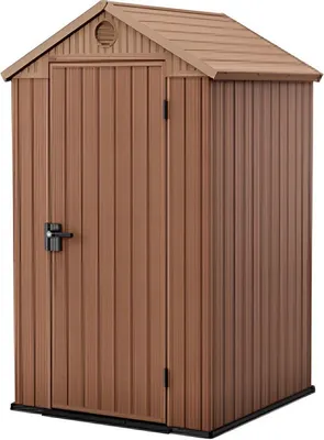 Imagen del producto de Keter 257008, cobertizo metálico, de montaje sencillo, con techo a dos aguas, color marrón, material: metal, color: marrón