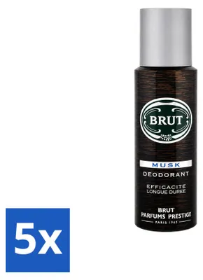 Productafbeelding van 5 x Brut Musk Deodorantspray - 200 ml - Voordeelverpakking - 5 stuks