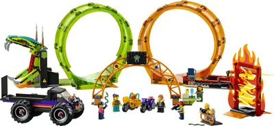 Productafbeelding van LEGO 60339 City Stuntz Stuntshow-dubbelzwaaier set, inclusief oprijbaan, monstertruck, 2 motorfietsen, speelgoed voor kinderen vanaf 7 jaar, cadeau-idee voor Kerstmis
