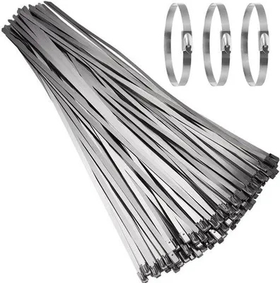 Immagine prodotto di Fascette in acciaio inossidabile 500x46 mm, 100 pezzi, resistenti ai raggi UV