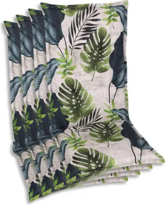 Produktbild von GO-DE Textil, Sesselauflage Hochlehner, 4er Set, Farbe: gruen, Maße: 120 cm x 50 cm x 7 cm, Rueckenhoehe: 70 cm