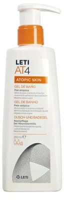 Image de LETI AT4 Gel douche et bain - Nettoyage doux et relipidant pour les peaux sèches ou à tendance atopique, 250 ml de gel