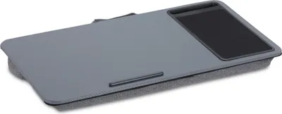 Produktbild von Relaxdays Laptopkissen mit Mauspad, BxT: 57,5 x 30 cm, Antirutsch-Streifen, Tragegriff, Kissentablett Bett & Sofa, grau