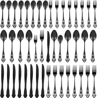 Produktbild von 40-teiliges Edelstahl-Besteckset für 8 Personen, schwarz