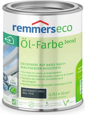 Produktbild von Remmers Öl-Farbe [eco] anthrazitgrau (RAL 7016) 0,75 l, Holzlack