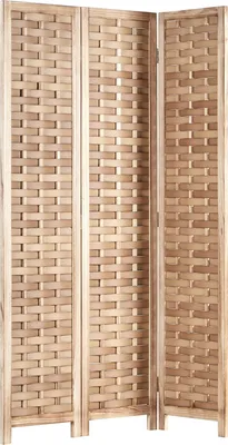 Produktbild von Homestyle4u Paravent Raumteiler 3 teilig Holz Natur Braun Rattan Trennwand Sichtschutz Indoor