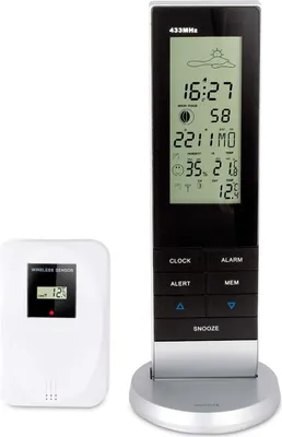 Image de Alecto WS-1150 - Station météo avec capteur extérieur sans fil, noir/argenté
