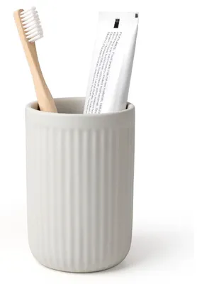 Immagine prodotto di Porta spazzolini in Vetroceramica, 420 ml, grigio chiaro, a righe, per il bagno