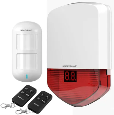 Immagine prodotto di Sistema di allarme per esterni - 12V con sirena da 110dB - Sensore di movimento PIR - Impermeabile