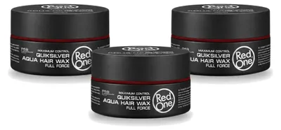 Imagen del producto de 3 unidades de cera para el cabello Red One Quicksilver Aqua: fijación fuerte y brillo, 150 ml. Paquete económico