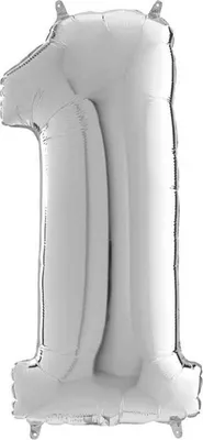 Produktbild von Folienballon Zahl 1, Silber, 66 cm Grabo