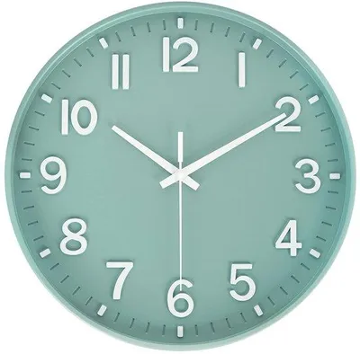 Image de Horloge murale silencieuse de 30 cm avec chiffres arabes et trotteuse verte