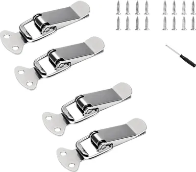 Produktbild von Edelstahl Spannverschluss Set, 4 Stück, Kistenverschluss für Türen und Schränke, mit Schrauben
