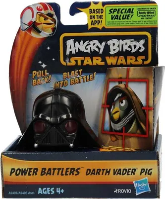 Produktbild von Angry Birds& Star Wars Power Battlers Darth Vader Schwein - 6x5x5cm | Schießspielzeug für Kinder | Selbstfahrende Puppen