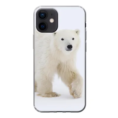 Produktbild von MuchoWow® Handyhülle Schutzhülle Hülle für iPhone 12 Eisbär - Schnee - Weiß Silikon Softcase Handy Hülle - Schutzhülle