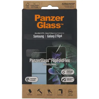 Produktbild von PanzerGlass ® Dislayschutz Samsung Galaxy Z Flip4, Samsung, Samsung - Galaxy Z Flip4, Trockene Anwendung, Kratzresistent, Schockresistent, Transparent, 1 Stück(e)