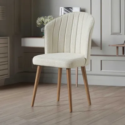 Immagine prodotto di Skye Decor, Rubi - Cream, Walnut, Set di sedie (2 pezzi), Crema, 100% MDF, 52 x 85 x 42 cm