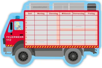 Produktbild von 2 x Stundenplan Feuerwehr Auto - A4