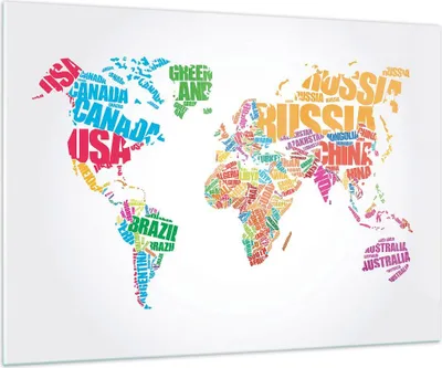 Produktbild von Bilder auf glas - Karte Worte Welt Geographie - 100x70cm - Glasbilder - Wandbilder - Kunstdruck - zum Aufhängen bereit - Wanddekoration aus Glas - Glas Bilder - Wandbild auf Glas - GAA100x70-2860