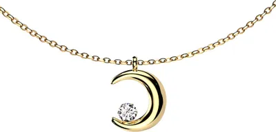 Produktbild von viva-adorno Edelstahl Damen Kette Halbmond Zirkonia Halskette Kristall Mondsichel Anhänger Collier HK46, gold