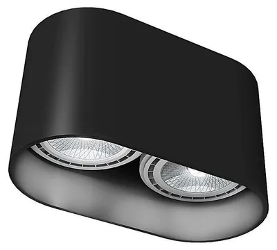 Immagine prodotto di Faretto da soffitto in alluminio nero a 2 luci GU10 L24cm L 12,5cm Luce di superficie soggiorno corridoio