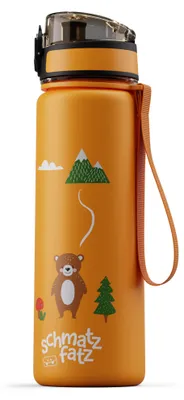 Image de Schmatzfatz Gourde Enfant 500ml - Anti Fuite, Sans BPA, Design Coloré, Fermeture 1 Clic, Compatible Boissons Gazeuses, Facile à Nettoyer, Avec Infuseur de Fruits, Forêt orange