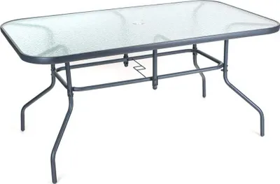 Produktbild von GLÜCKLICHES GRÜN Tisch Garten mit Glas Teller VERRE 150 x 90 cm