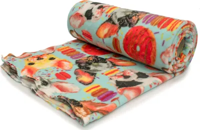 Image de Tissu polaire DTY imprimé (250 g), bouledogues français, rouge, 50 x 160 cm