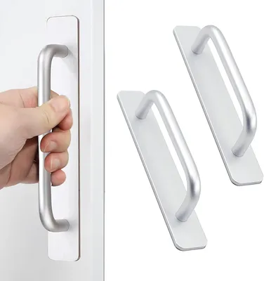 Produktbild von 2 Stück Selbstklebende Möbelgriffe, Aluminium Schrankgriffe, Schubladengriffe, Türgriffe, Ohne Bohren Griff für Kleiderschrank, Küche(148mm,Silber)