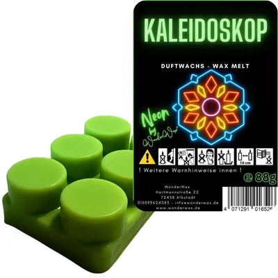Produktbild von WonderWax Neon Duftriegel 6 x Duftwachs Kreise Wachsmelt Duftwachs Raumduft für Duftlampen Soja Wachs Melts Duftmelt Aroma Wellnes Kerzen Wärmer Wax Tarts Kaleidoskop