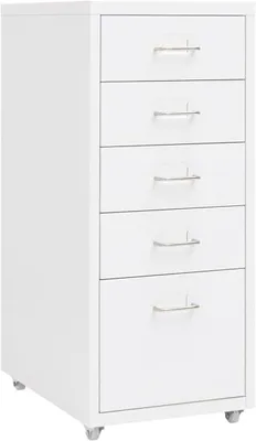 Produktbild von Aktenschrank mit Rollen Weiß 28x41x69 cm Metall, Rollcontainer Büroschrank Aktenschrank Bürocontainer Schrank Büro