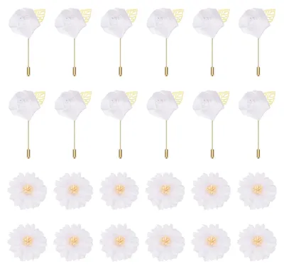 Produktbild von Set mit 12 Rosen-Ansteckblumen für Herren – Elegante Broschen für Hochzeiten und Feiern