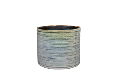 Produktbild von Ter Steege Blumentopf gerippt blau Perlmutt D 17 cm H 15 cm