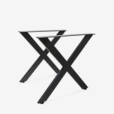 Produktbild von 2er-Set Tischbeine aus schwarzem Metall im Kreuzdesign 75x71cm Nible