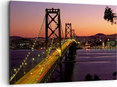 Produktbild von Bild auf Leinwand - Leinwandbild - Brücke Fluss Landschaft - 120x80cm - Wand Bild - Wanddeko - Leinwanddruck - Bilder - Kunstdruck - Wanddekoration - Leinwand bilder - Wandkunst - AA120x80-0120
