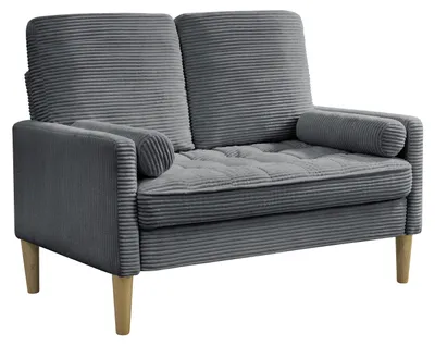 Image de Canapé deux places en velours, style scandinave, avec coussins rembourrés. Petit canapé idéal pour un salon, un appartement ou une chambre, disponible en 76 cm et 87 cm
