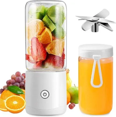 Obrázek produktu pro Přenosný ruční mixér – přenosný mixér na smoothie o objemu 380 ml s 8 noži na smoothie, dětskou výživu a sportovní výživu