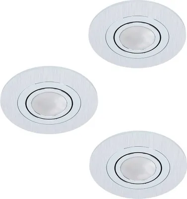 Produktbild von EGLO 3er-Set Einbaustrahler Areitio, Spots Set, 3 Einbauleuchten mit GU10 , LED Leuchtmittel inklusive, Spot flach, schwenkbar, Ø 11 cm