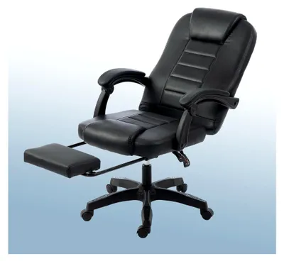 Produktbild von Ergonomischer Chefsessel aus Kunstleder, höhenverstellbarer Schreibtischstuhl mit gepolsterten Armlehnen, 360° drehbarer Drehstuhl, Schwarz