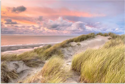 Produktbild von MuchoWow® Poster Strand - Meer - Düne - Sonnenuntergang 180x120 cm - Fotoplakat