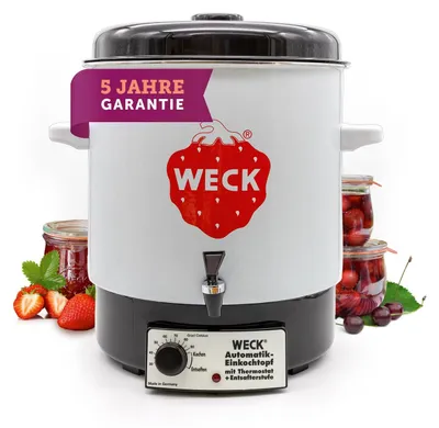 Produktbild von WECK Einkochautomat WAT14-A Emaille mit Präzisionsthermostat und Auslaufhahn– 29L Einkochtopf, Glühweinkocher, Dampfentsafter, Einweckautomat – Germany, hochwertig & vielseitig