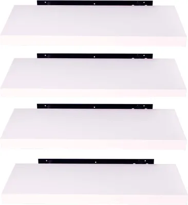 Produktbild von EUGAD 4er-Set Wandregal Wandboard Buchregal Hängeregal DVD CD Regal Holz Board Weiß 50x23x3,8 cm