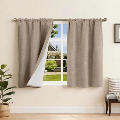 Produktbild von 100% Verdunkelungsvorhang mit Rüschentape - 90 x 120 cm - Leinenlook